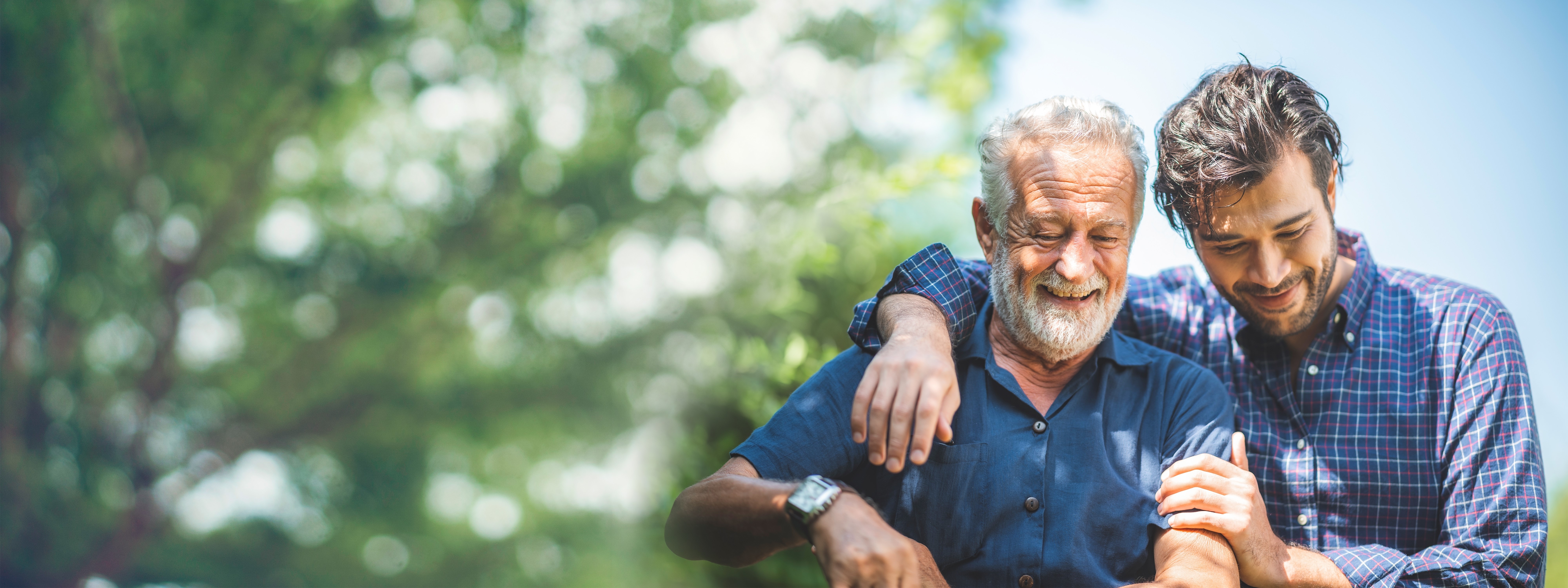 A man and his sun are out enjoying the sun