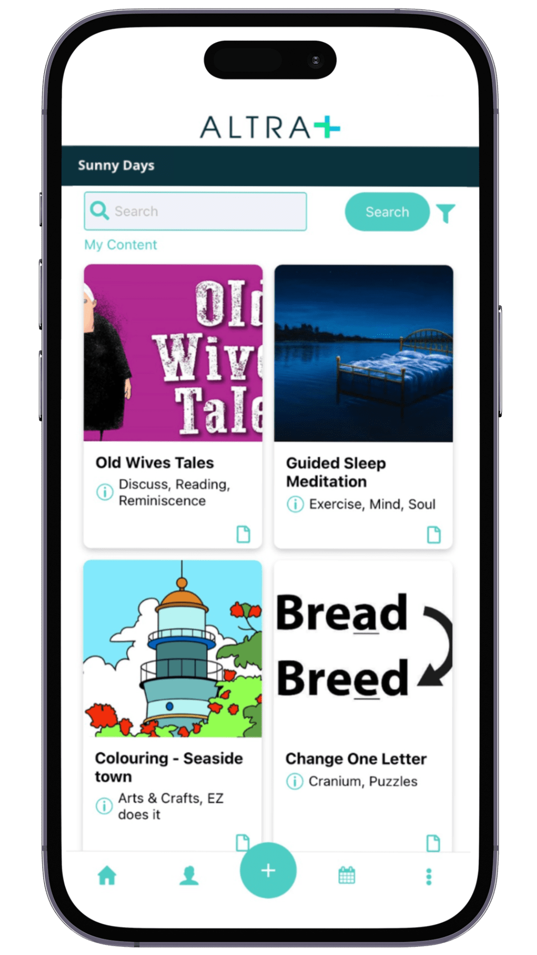 A mobile phone shows Altra's wellbeing library