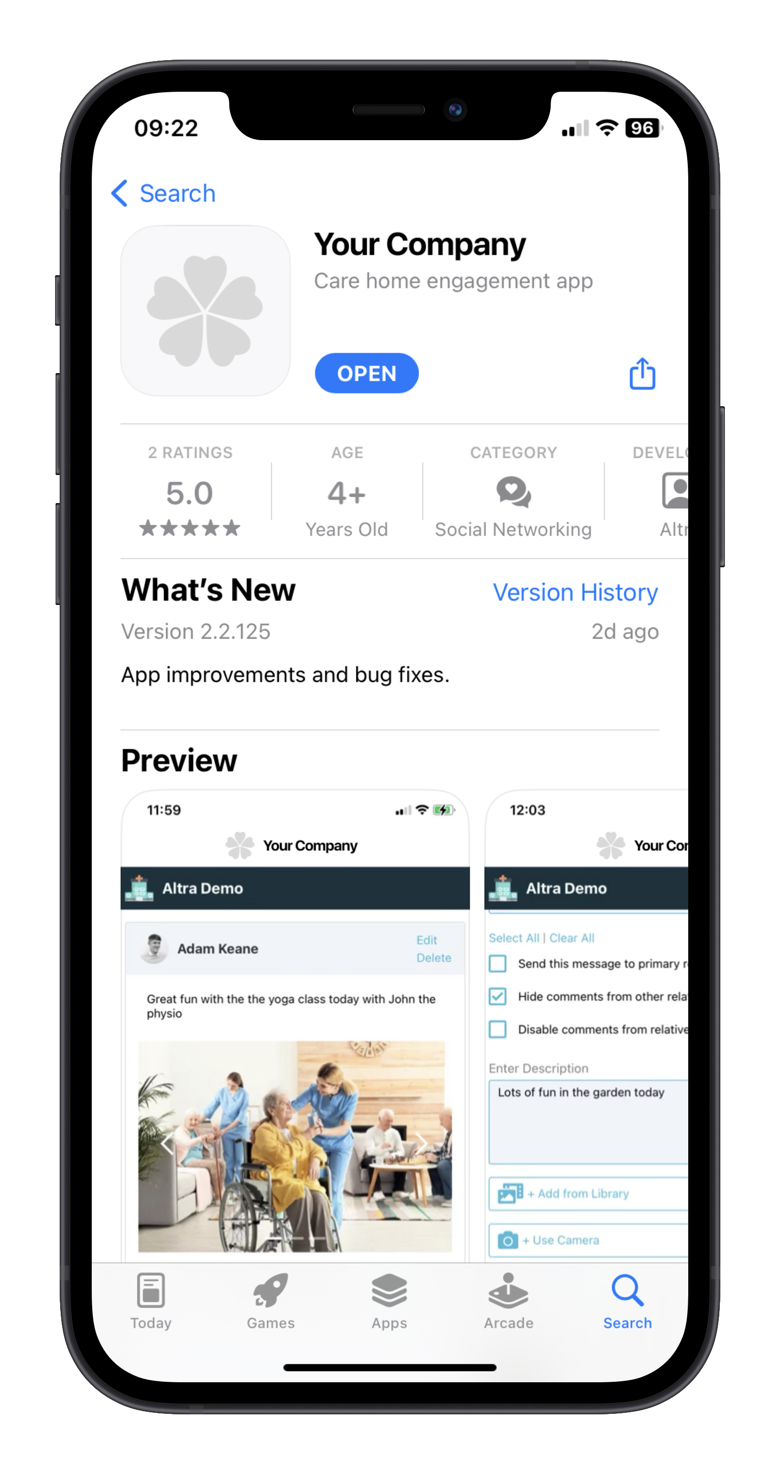 A mobile phone shows Altra on the app store