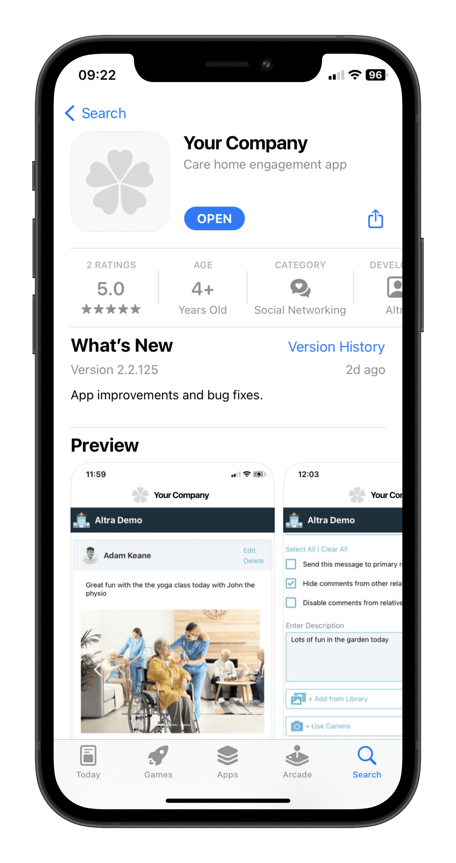 A mobile phone shows Altra on the app store
