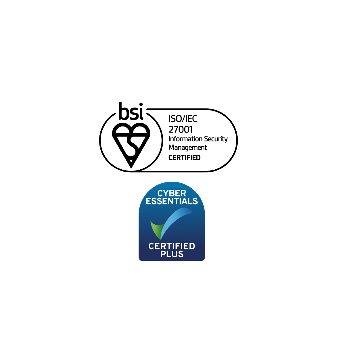 The ISO 27001 and Cyber Essentials Plus logo