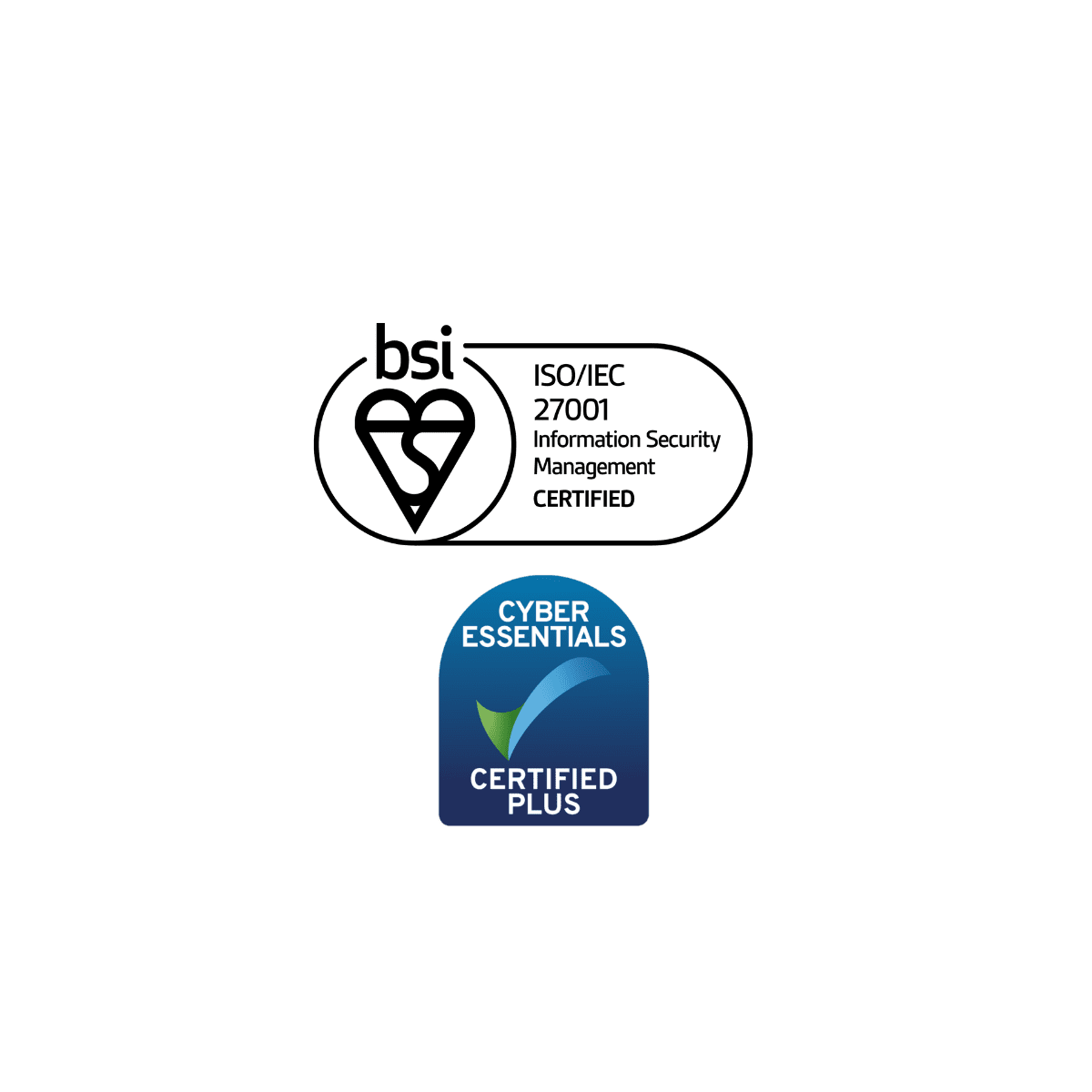 The ISO 27001 and Cyber Essentials Plus logo