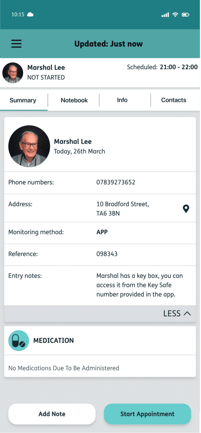 Nourish Empower electronic call monitoring mobile screen