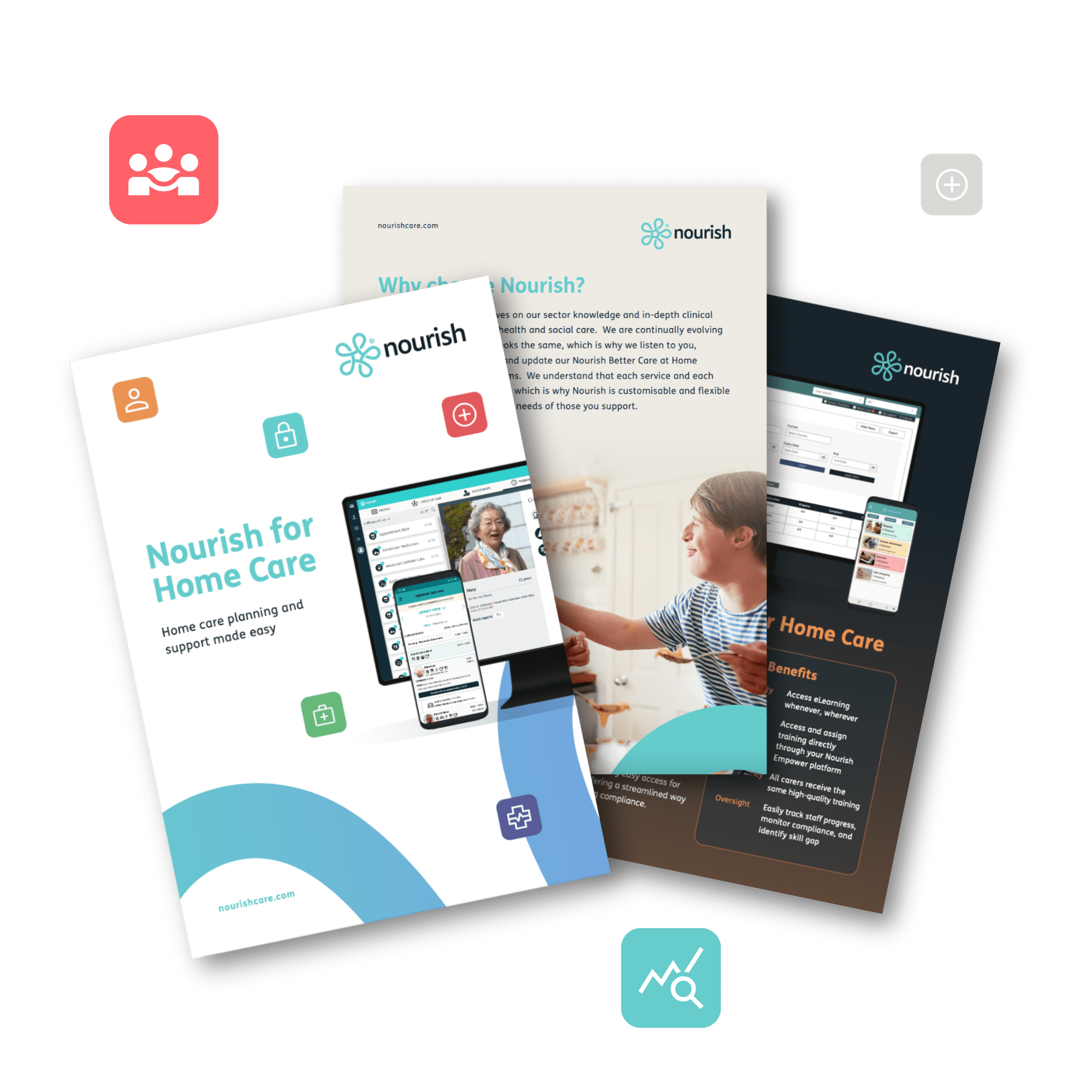 A preview of the Nourish for Home care Brochure