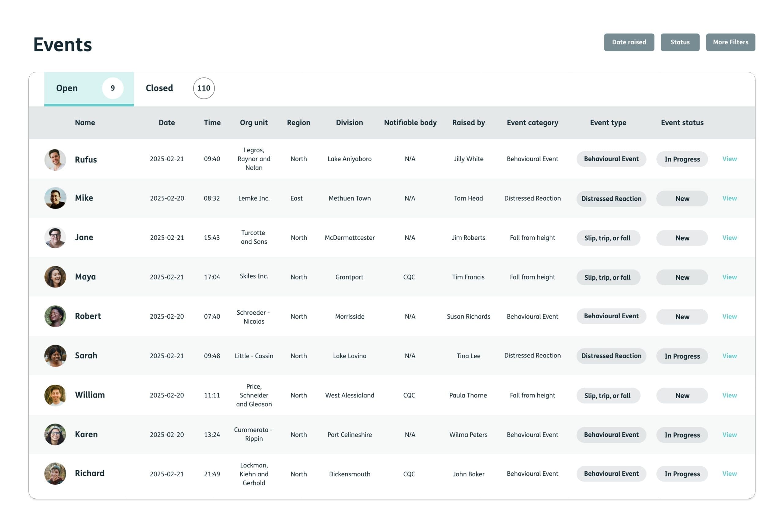 A desktop screen shows the live event tracker on Nourish Safety