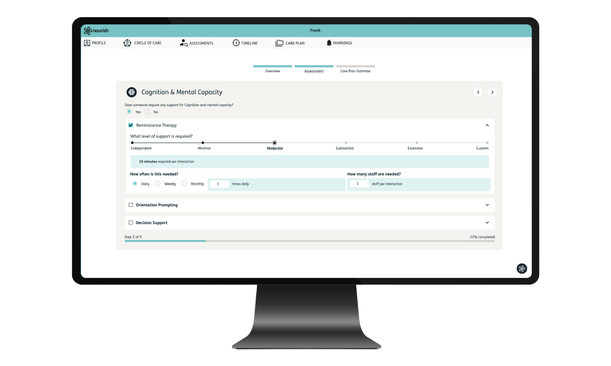Nourish Transparency on a desktop